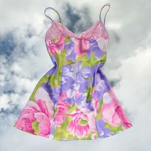 Early 2000s vintage, flirty, floral slip dress by Frederick’s of Hollywood